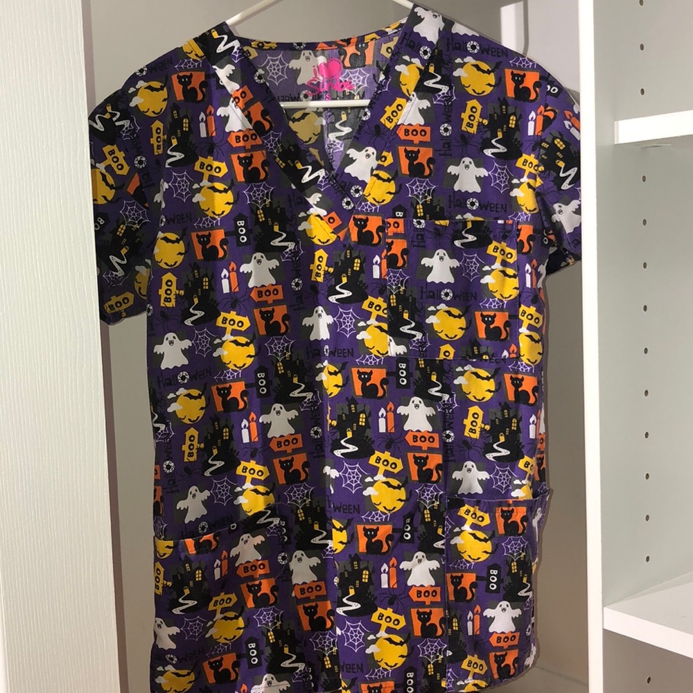 Halloween scrub top
